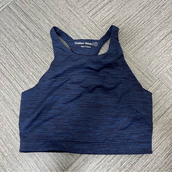 Outdoor Voices Women Tech Sweat Racerback Crop Top Small Blue Gym Outdoor - Picture 1 of 5